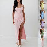 Fashi Glow Slim Sleeveless Slit Dress  Back Tie Design for Elegant Women’s Fashion