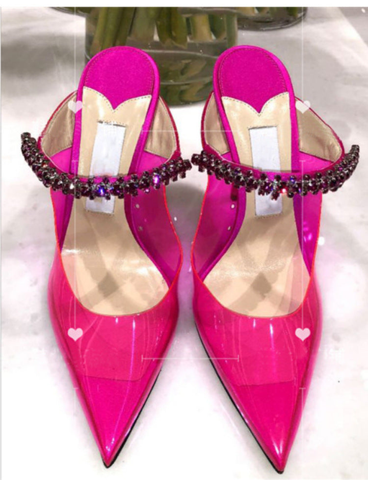Fashi Glow Rhinestone Transparent Stiletto Heels Crystal-Clear Glamour for Parties