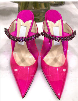 Fashi Glow Rhinestone Transparent Stiletto Heels Crystal-Clear Glamour for Parties