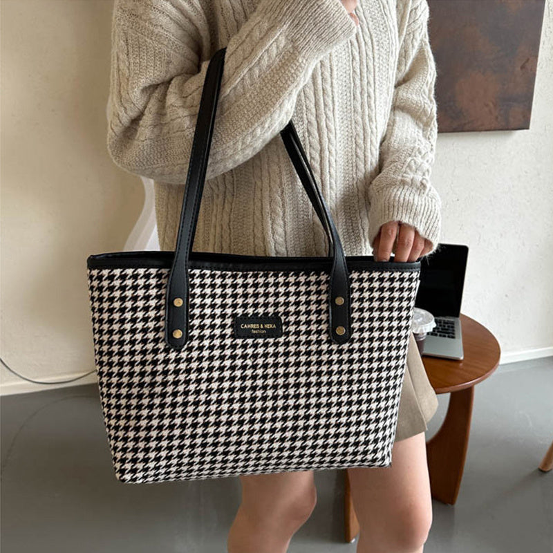 Fashi Glow Houndstooth Shoulder Bag  Women’s Winter Fashion