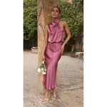 Fashi Glow Sleeveless Halter Neck Dress  Elegant Summer Eveningwear for Women’s