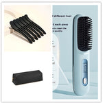 2 In 1 Straight Hair Comb Wireless Hair Straightener Brush Hair Fast Heating Portable Hot Curler USB Charging
