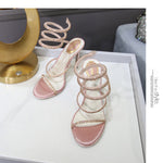 Fashi Glow Rhinestone Ankle-Strap Stiletto Sandals Elegant High Heels for Women, Sparkling Style for Parties