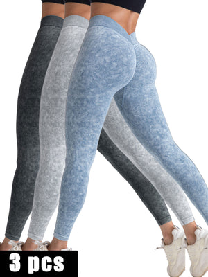 Fashi Glow 3-Pack V-Back Scrunch Butt Workout Leggings