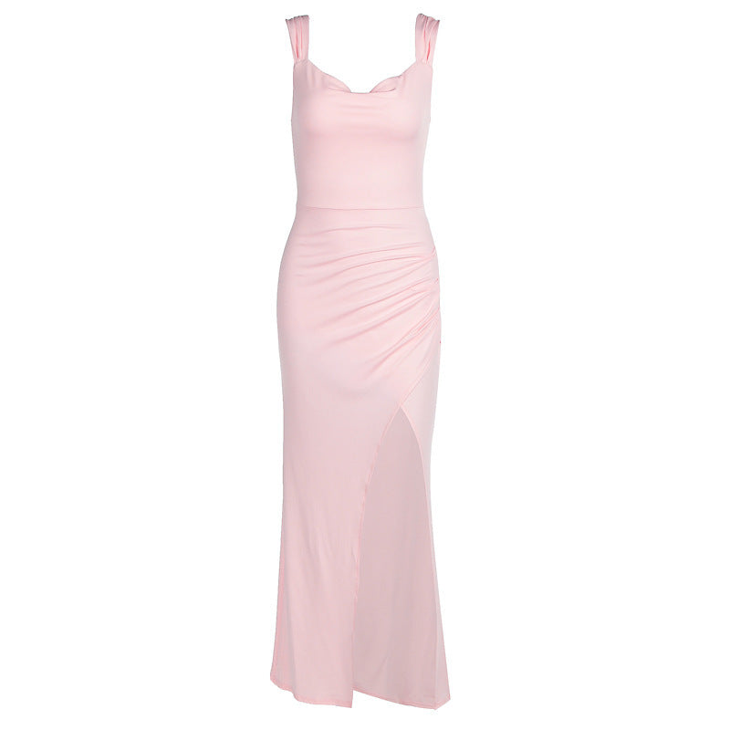 Fashi Glow Slim Sleeveless Slit Dress  Back Tie Design for Elegant Women’s Fashion