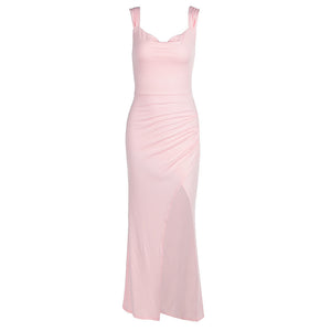 Fashi Glow Slim Sleeveless Slit Dress  Back Tie Design for Elegant Women’s Fashion
