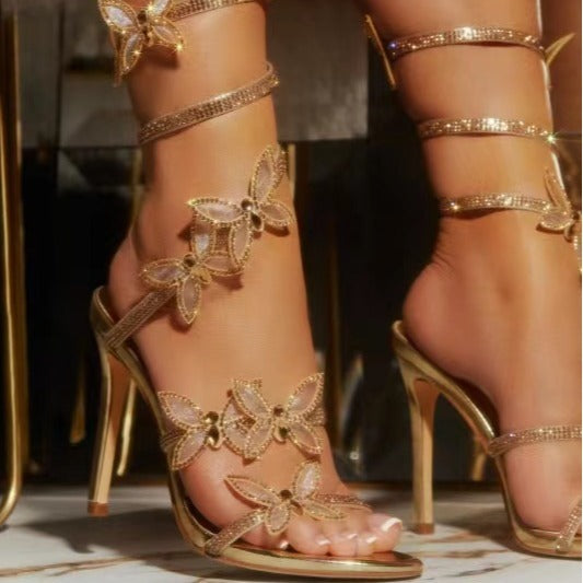 Fashi Glow Sexy Lace-Up Heels for Women, Sparkling Statement Shoes for Parties & Events