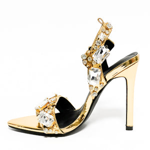 Fashi Glow Women's Rivet Rhinestone Stiletto Heels  Glamorous High Heels for Parties, Weddings