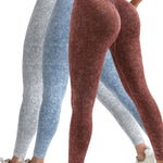 Fashi Glow 3-Pack V-Back Scrunch Butt Workout Leggings