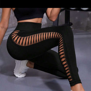 Fashi Glow Hollow Tie-Dye Yoga Pants – High Waist Butt Lift Seamless Fitness & Gym