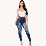 Fashi Glow Ripped Skinny Jeans for Women High-Waist Stretch Denim Pants
