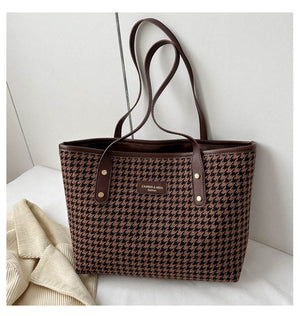 Fashi Glow Houndstooth Shoulder Bag  Women’s Winter Fashion
