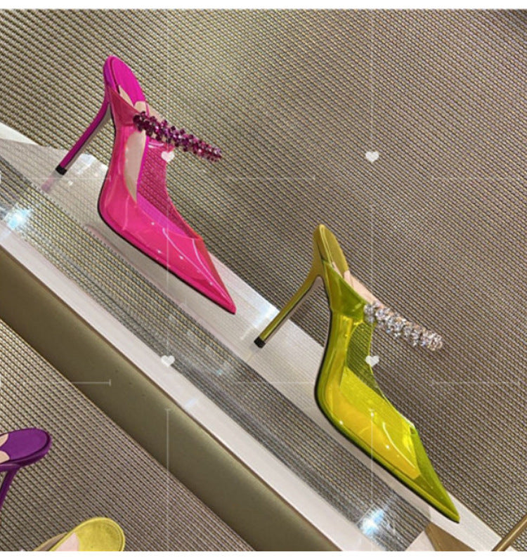 Fashi Glow Rhinestone Transparent Stiletto Heels Crystal-Clear Glamour for Parties